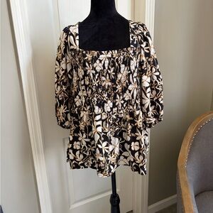 Ava & Viv Black and Cream Floral Blouse